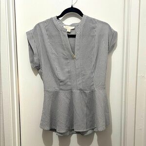Monteau Black and White Striped Blouse